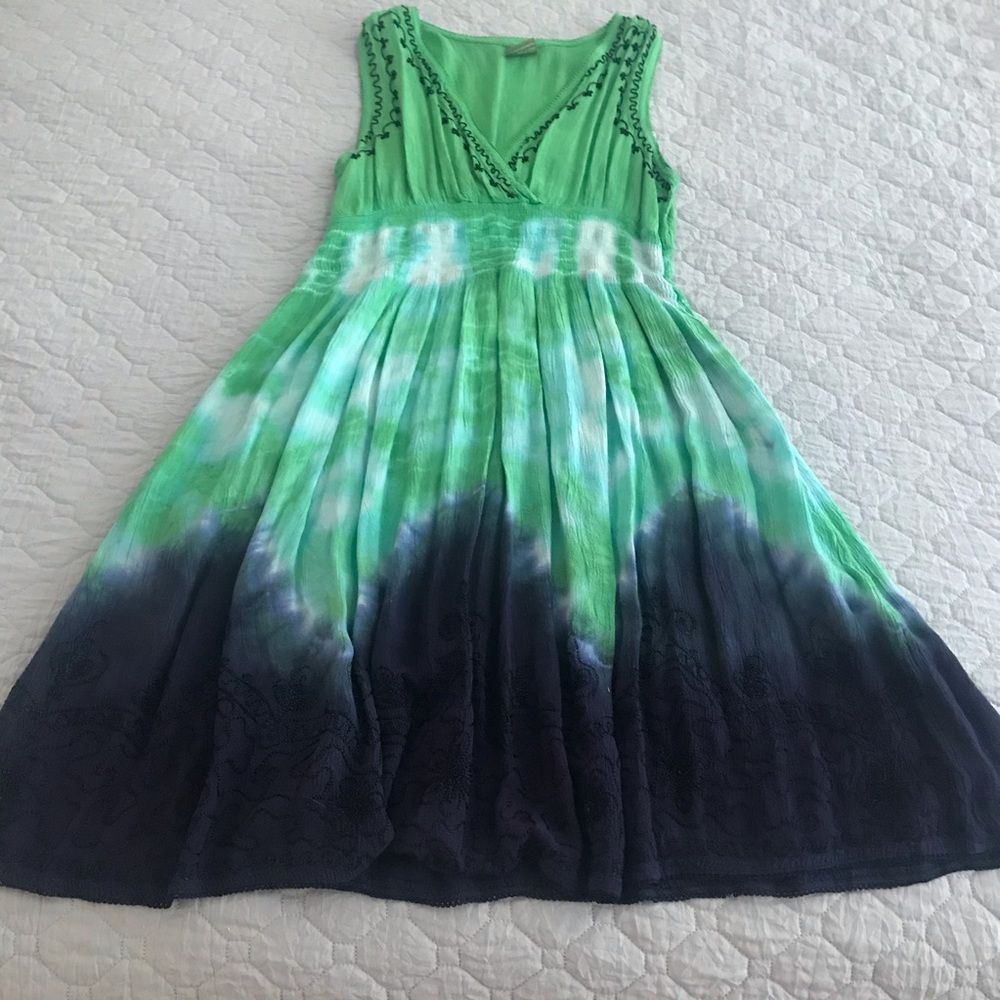 URBAN NOMAD Tie Dye Pretty Trim Dress